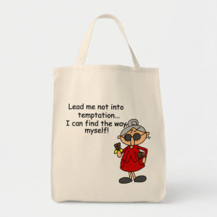 Lead Me Not Into Temptation Humour Tote Bag