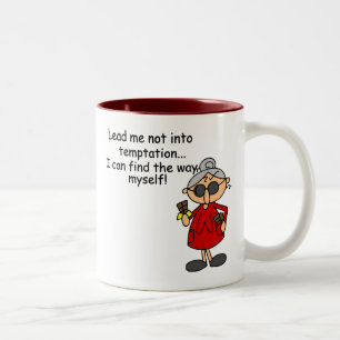 Lead Me Not Into Temptation Humour Two-Tone Coffee Mug