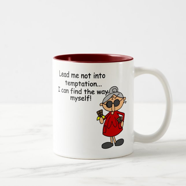 Lead Me Not Into Temptation Humour Two-Tone Coffee Mug (Right)
