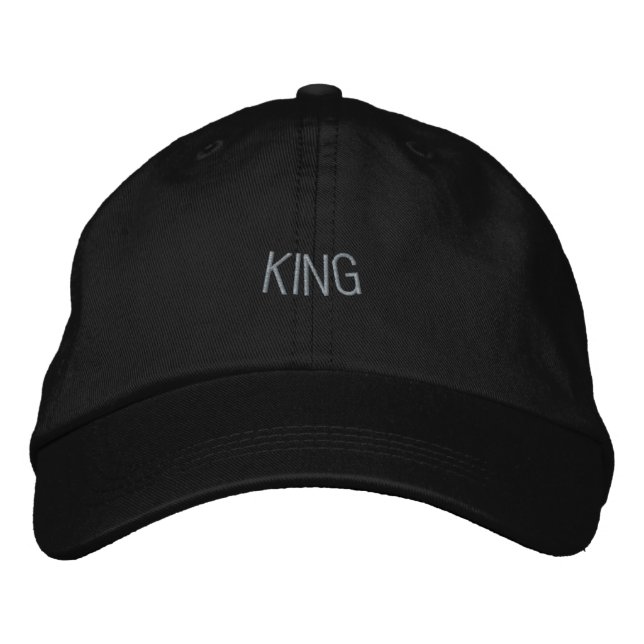 Lead with Confidence Wearing KING Printed Black Embroidered Hat (Front)