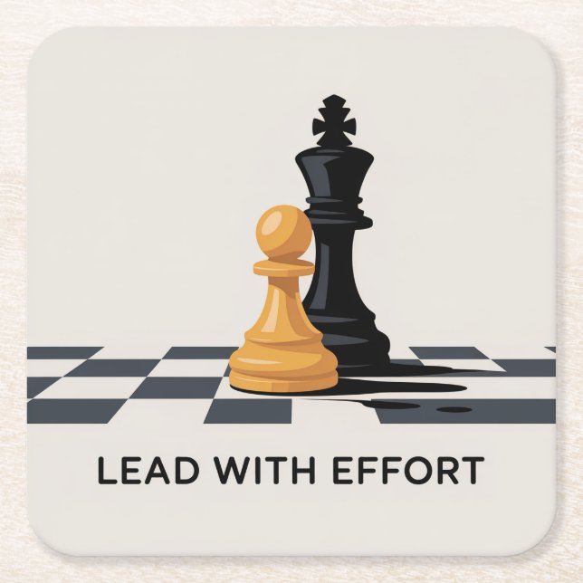 Lead With Effort Square Paper Coaster (Front)