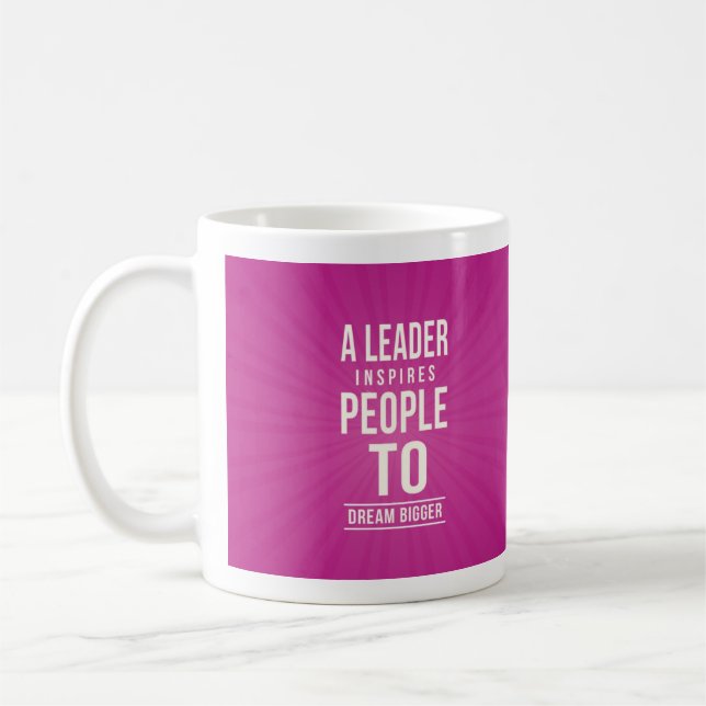 Leader mug - pink with quote (Left)