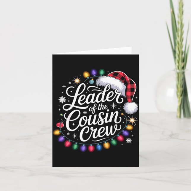 Leader Of The Cousin Crew Xmas Lights Red Plaid Sa Card (Front)