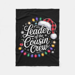 Leader Of The Cousin Crew Xmas Lights Red Plaid Sa Fleece Blanket
