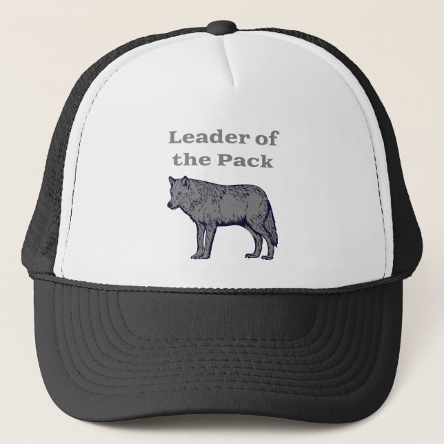Leader of the Pack Wolf Trucker Hat (Front)