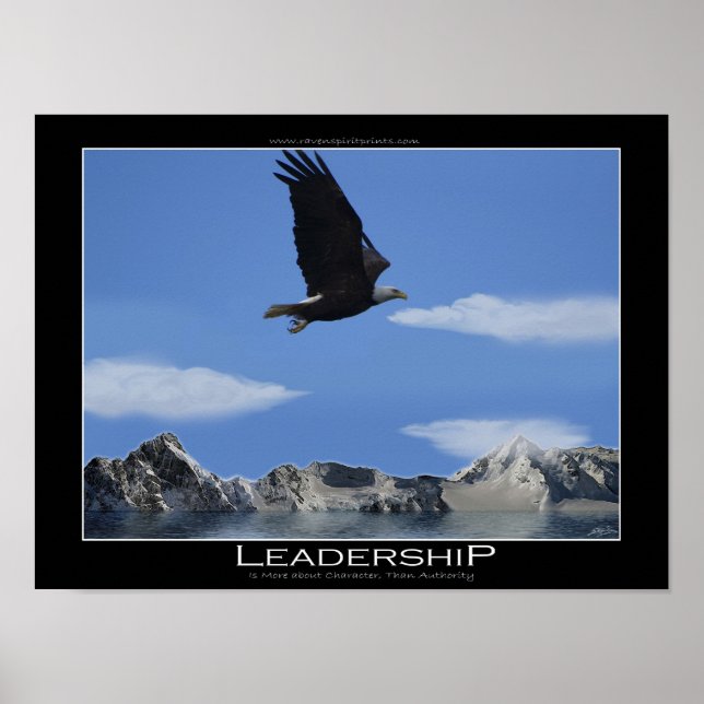 LEADERSHIP Flying Eagle & Mountains Motivational Poster (Front)