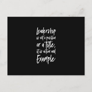 leadership is example postcard