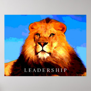 Leadership King Lion Colourful Portrait Artwork Poster