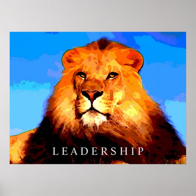 Leadership King Lion Colourful Portrait Artwork Poster (Front)