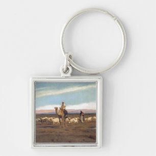 Leading the Flock to Pasture (oil on canvas) Key Ring