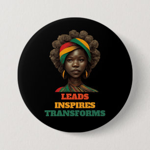 Leads, Inspires, Transforms Black History Month 7.5 Cm Round Badge