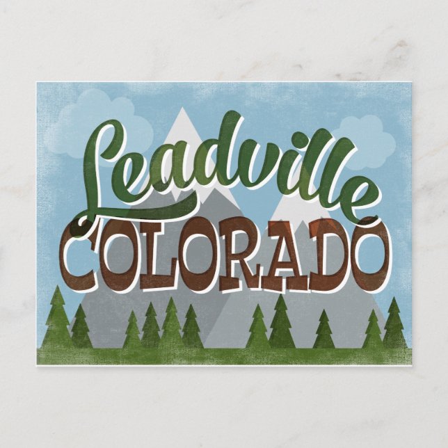 Leadville Colorado Fun Retro Snowy Mountains Postcard (Front)