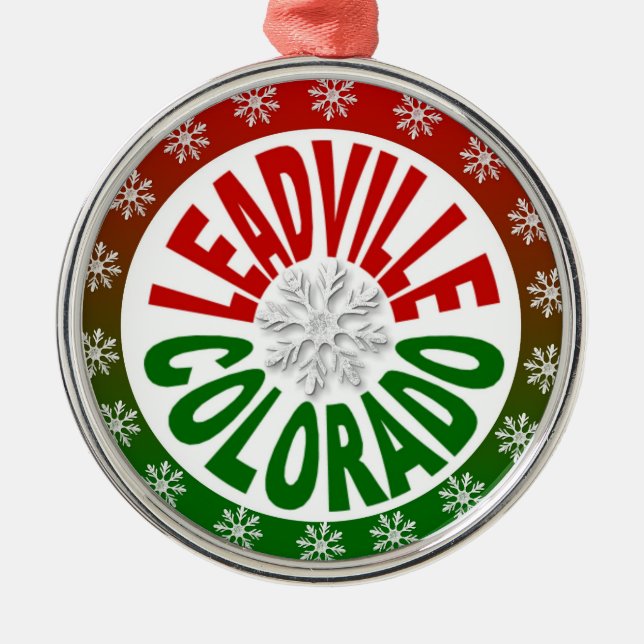 Leadville Colorado red green snowflake ornament (Front)