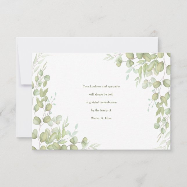 Leaf Accents Sympathy Thank You Cards (Front)