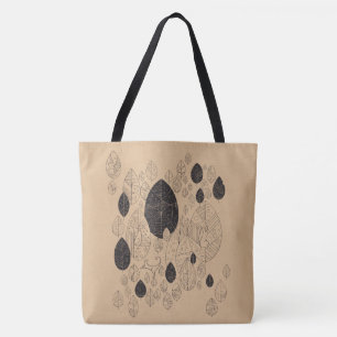 Leaf and cat #2. straw paper tote bag