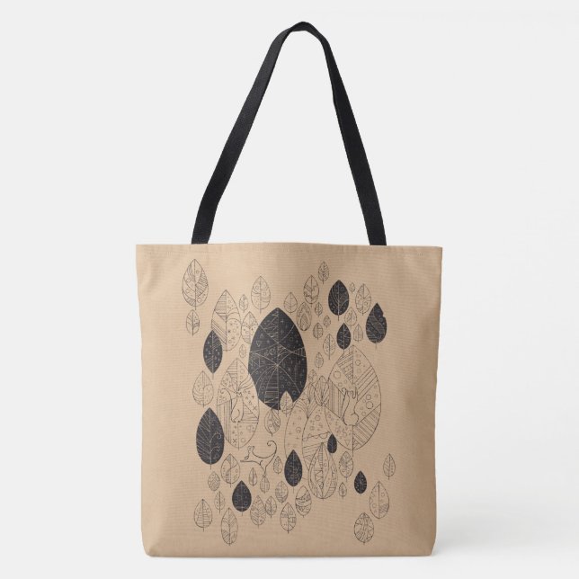 Leaf and cat #2. straw paper tote bag (Front)