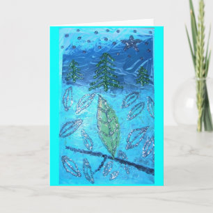 Leaf and Glitter Mountain Holiday Card