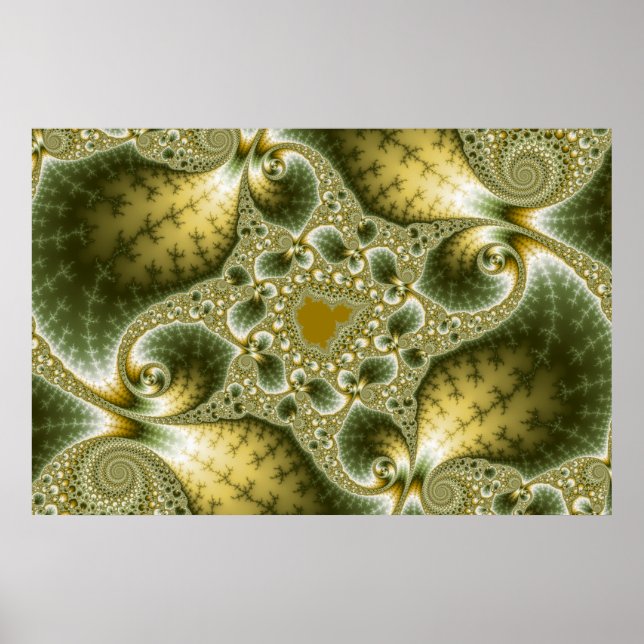 Leaf And Gold - Fractal Art Poster (Front)