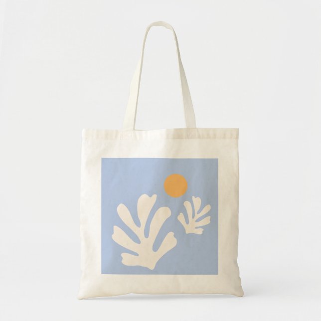 Leaf And Sun Cut Outs Abstract Shapes Pastel Blue Tote Bag (Front)