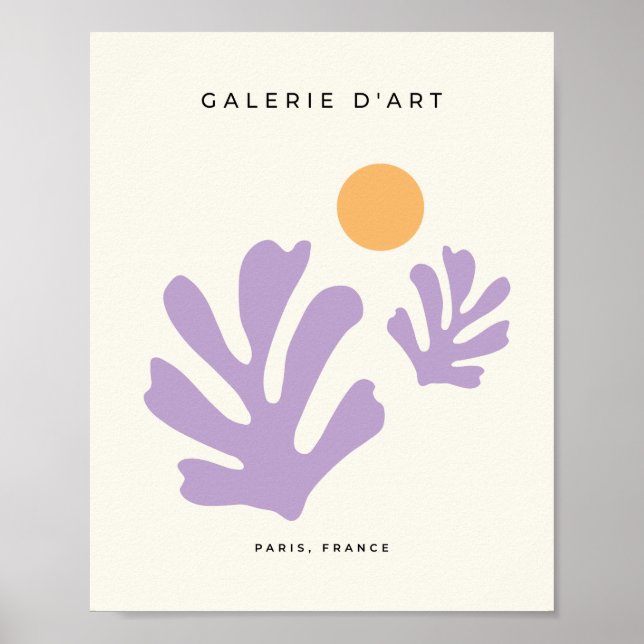 Leaf And Sun Cut Outs Abstract Shapes Yellow Lilac Poster (Front)