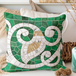 Leaf and Swirl Marble Mosaic Art -  Cushion