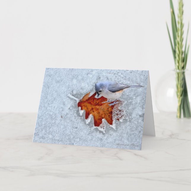 Leaf and Tufted-Titmouse-Thoreau quote Card (Front)