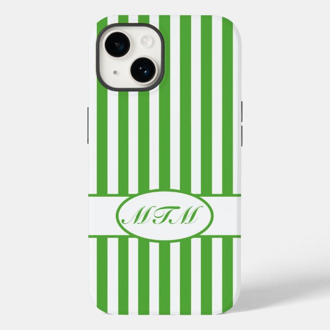 Leaf Autumnal Stripes with monogram Case-Mate iPhone Case (Back)