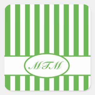 Leaf Autumnal Stripes with monogram Square Sticker