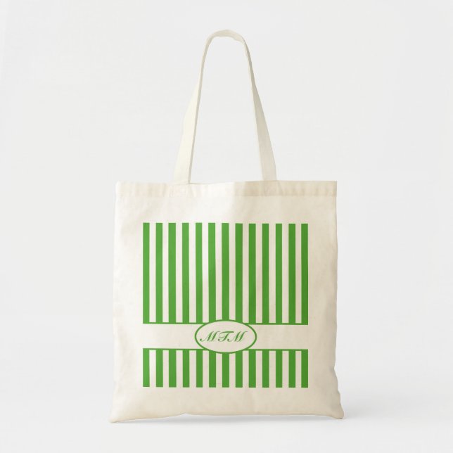 Leaf Autumnal Stripes with monogram Tote Bag (Front)