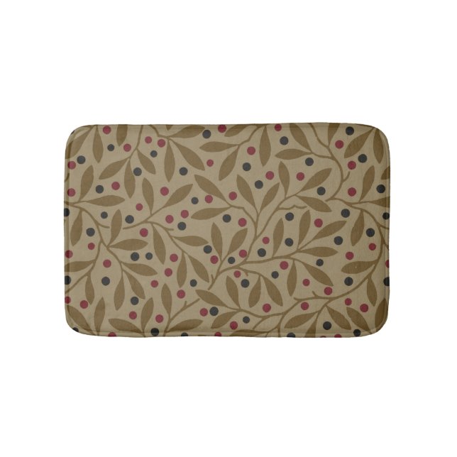 Leaf Berry Classic Colourful Pretty Pattern Art Bath Mat (Front)