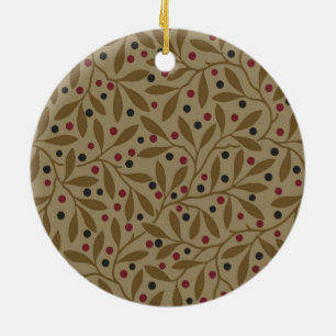 Leaf Berry Classic Colourful Pretty Pattern Art Ceramic Ornament