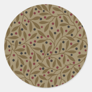 Leaf Berry Classic Colourful Pretty Pattern Art Classic Round Sticker