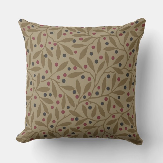 Leaf Berry Classic Colourful Pretty Pattern Art Cushion (Front)