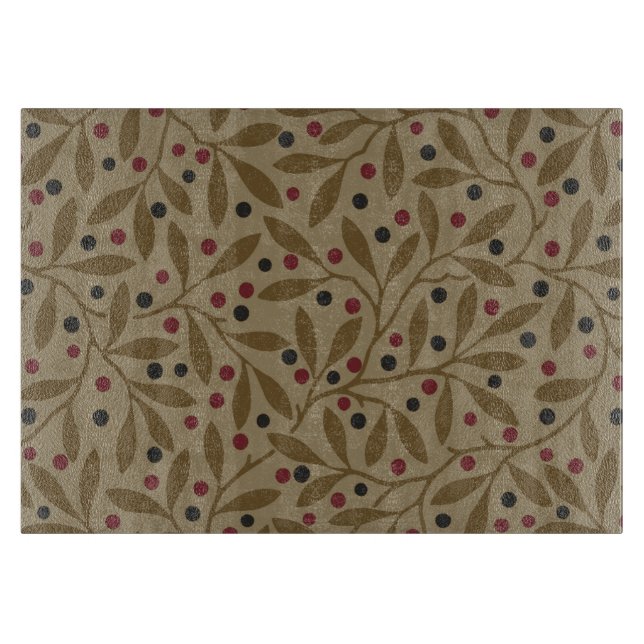 Leaf Berry Classic Colourful Pretty Pattern Art Cutting Board (Front)
