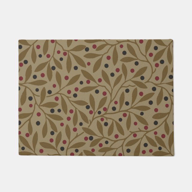 Leaf Berry Classic Colourful Pretty Pattern Art Doormat (Front)