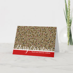 Leaf Berry Classic Colourful Pretty Pattern Art Holiday Card