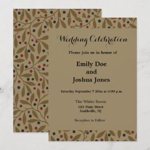 Leaf Berry Classic Colourful Pretty Pattern Art Invitation
