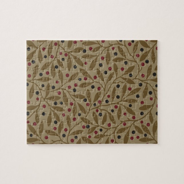 Leaf Berry Classic Colourful Pretty Pattern Art Jigsaw Puzzle (Horizontal)
