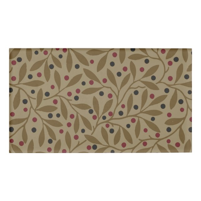 Leaf Berry Classic Colourful Pretty Pattern Art Name Tag (Front)