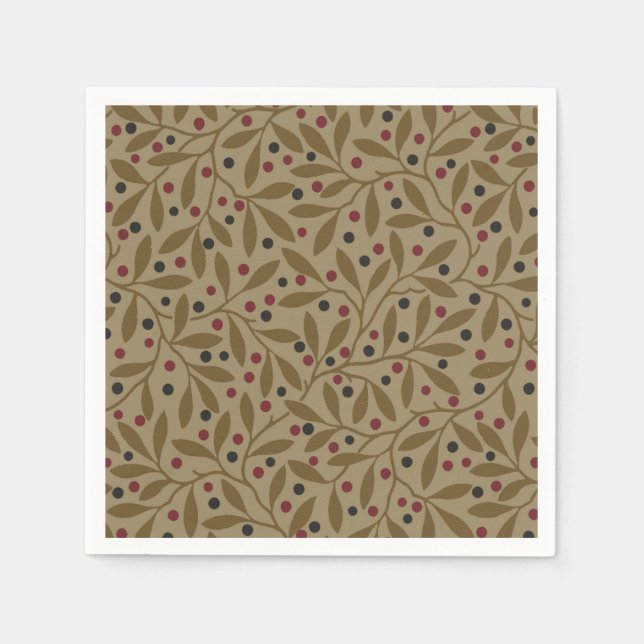 Leaf Berry Classic Colourful Pretty Pattern Art Napkin (Front)