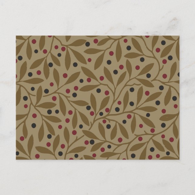 Leaf Berry Classic Colourful Pretty Pattern Art Postcard (Front)
