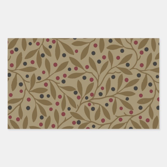 Leaf Berry Classic Colourful Pretty Pattern Art Rectangular Sticker (Front)
