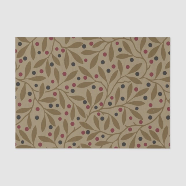 Leaf Berry Classic Colourful Pretty Pattern Art Tissue Paper (Front)