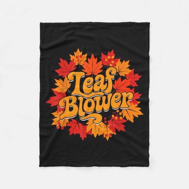 Leaf Blower Autumn Season Falling Leaves Cleanup G Fleece Blanket (Front)