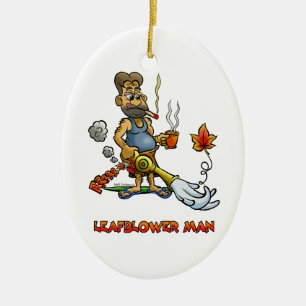 Leaf Blower Man! Ceramic Tree Decoration