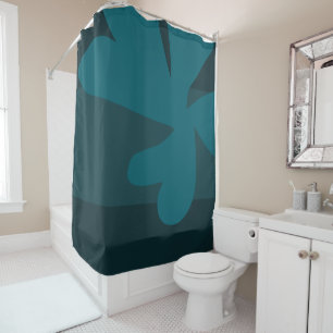 Leaf Blue Organicc Shower Curtain
