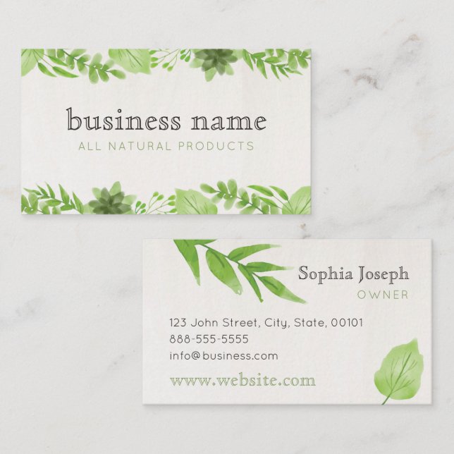 Leaf Border Organic Business Card (Front/Back)
