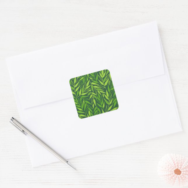 Leaf Branch. Square Sticker (Envelope)
