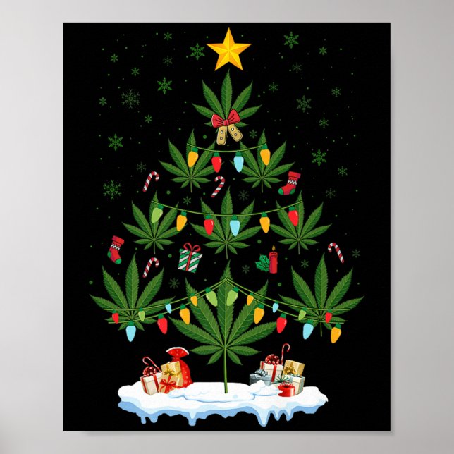 Leaf Christmas Tree Weed Stoner Xmas Premium  Poster (Front)