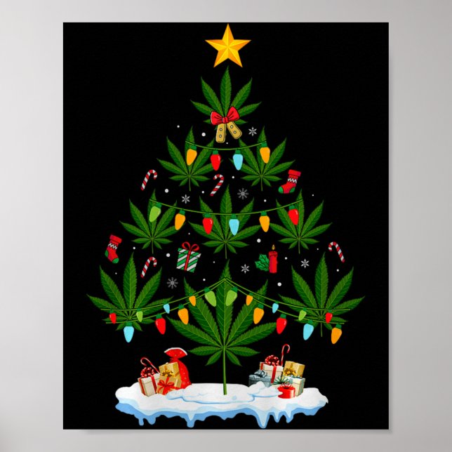 Leaf Christmas Tree Weed Stoner Xmas Premium Tri-b Poster (Front)